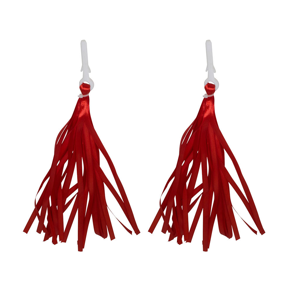 Bicycle Bike Ribbon Tassel Streamers Pom Pom for Cruisers Grips Red