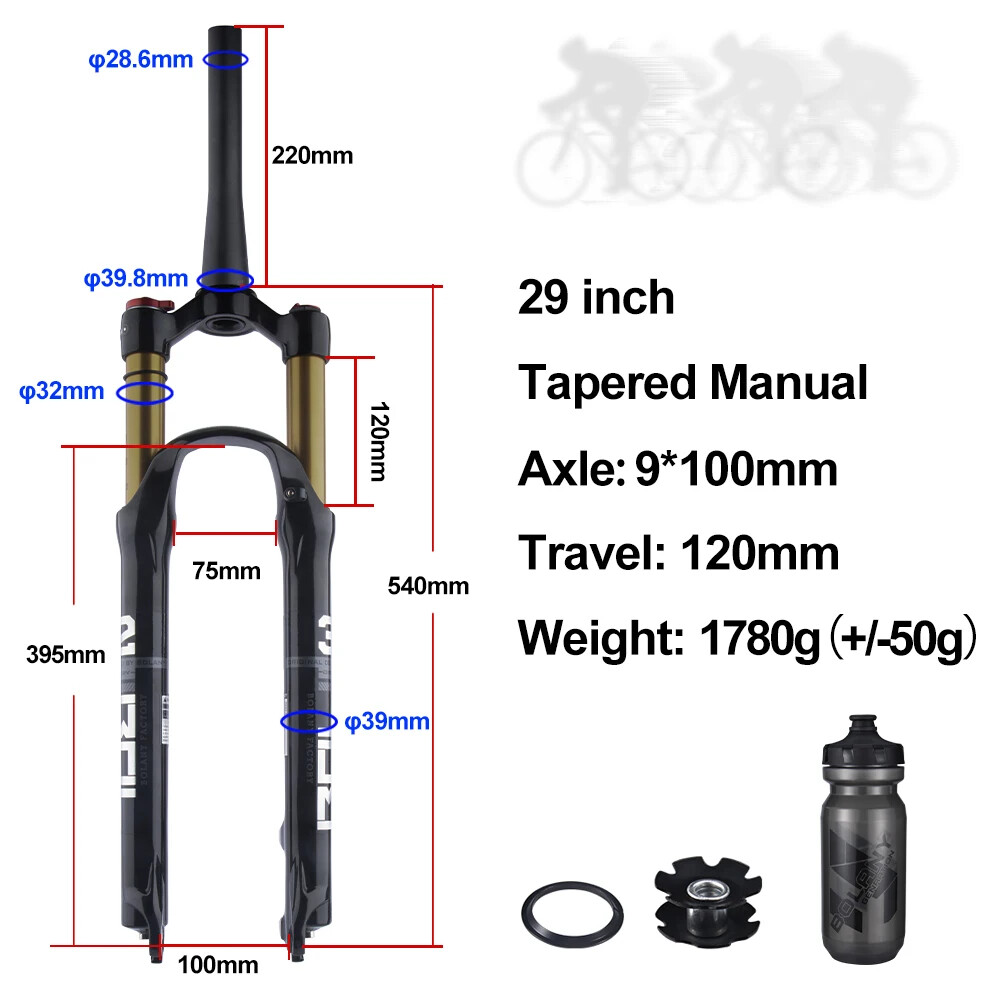 26/27.5/29Inch Mountain Bike Air Supension Frok 120mm Air and Oil Remote QR Fork