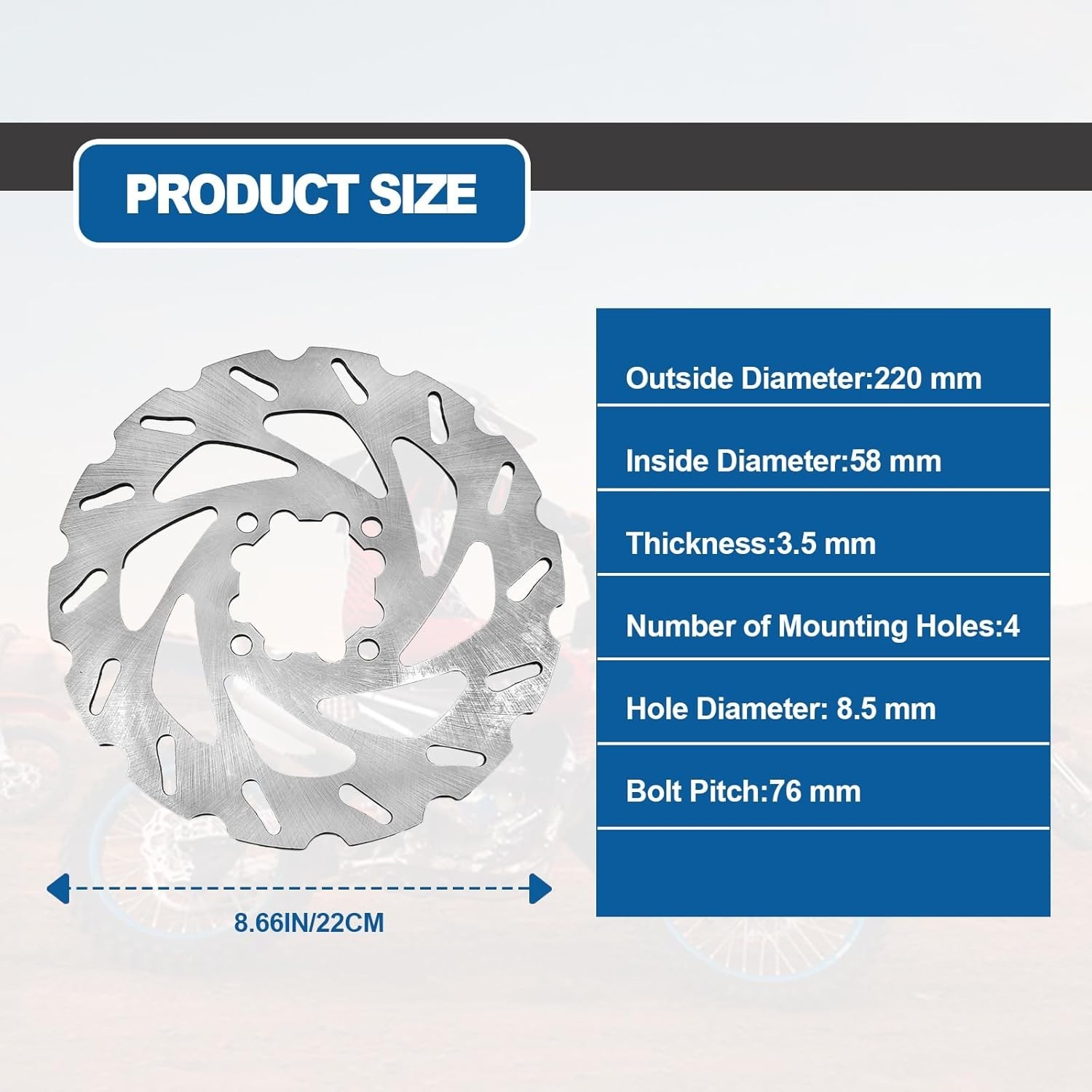220MM Rear Brake Disc Rotor ATV Compatible with Ya-maha Banshee 350 1987-2006