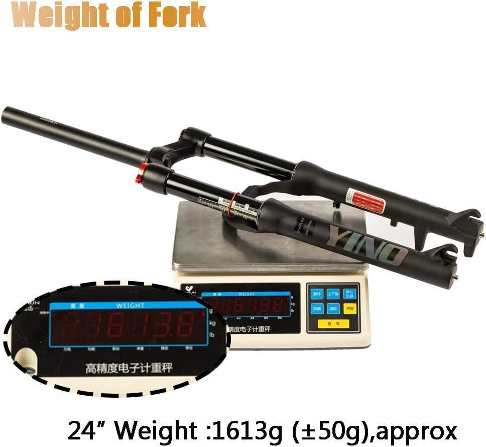 BUCKLOS YINO 24” Air Suspension Fork MTB 120mm Travel 100*15mm Thru Axle/9mm QR