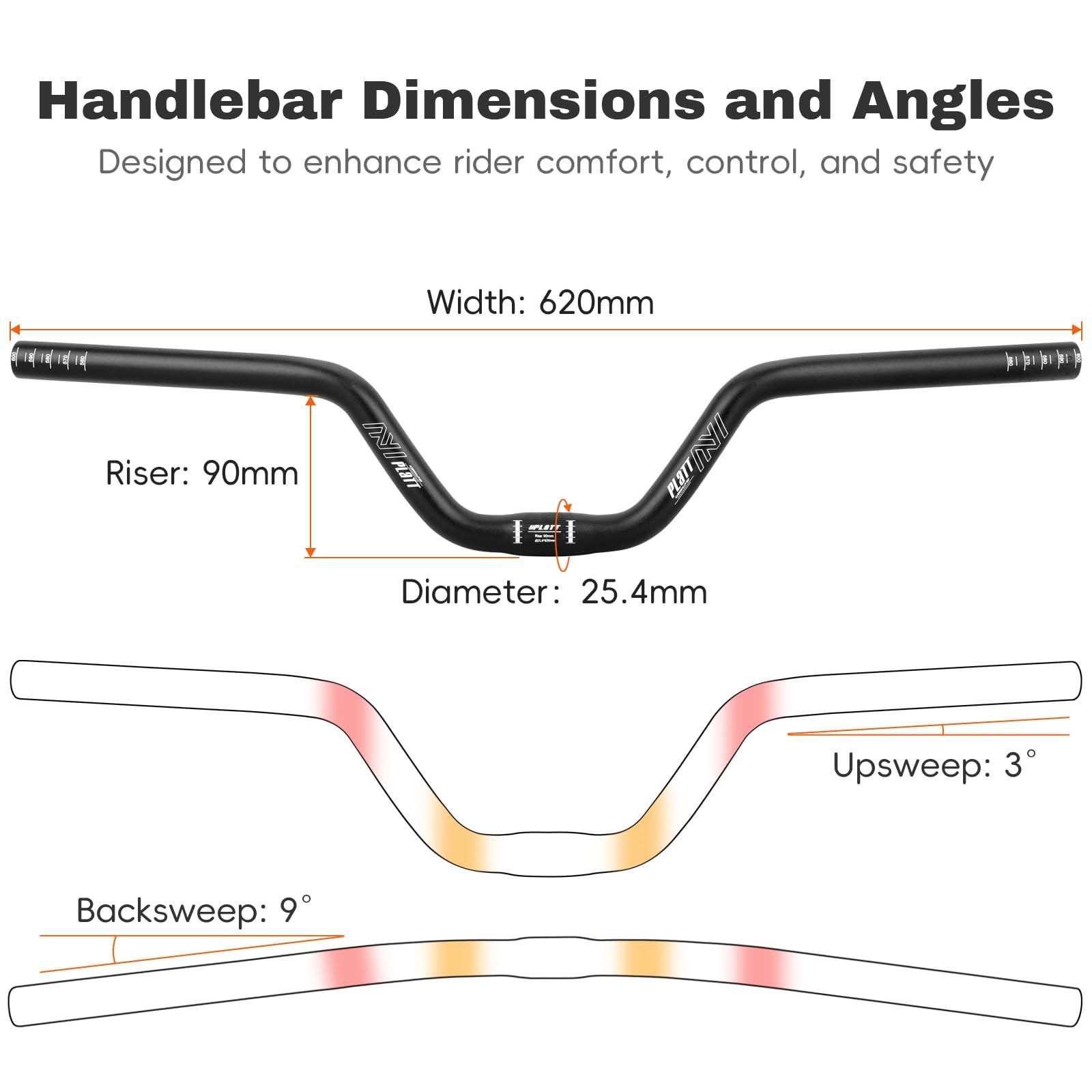 Mountain Bike Handlebar High-rise Aluminum Alloy Riser 25.4/31.8mm MTB