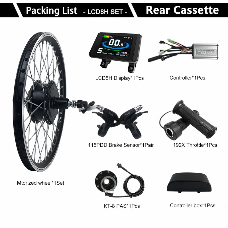 250W/350W/500W 36V/48V MTB E-bike Conversion Kit Rear Cassette Wheel Hub Motor