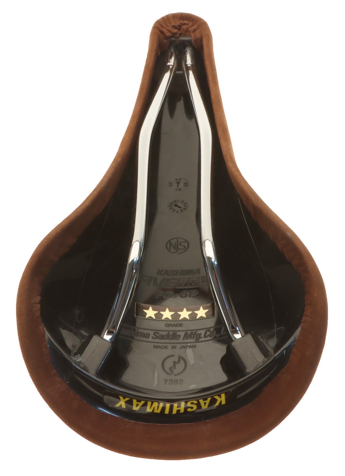 Kashimax Five Gold 8PE Saddle NJS 30mm Rails Brown Suede Leather /w Logo NEW NOS