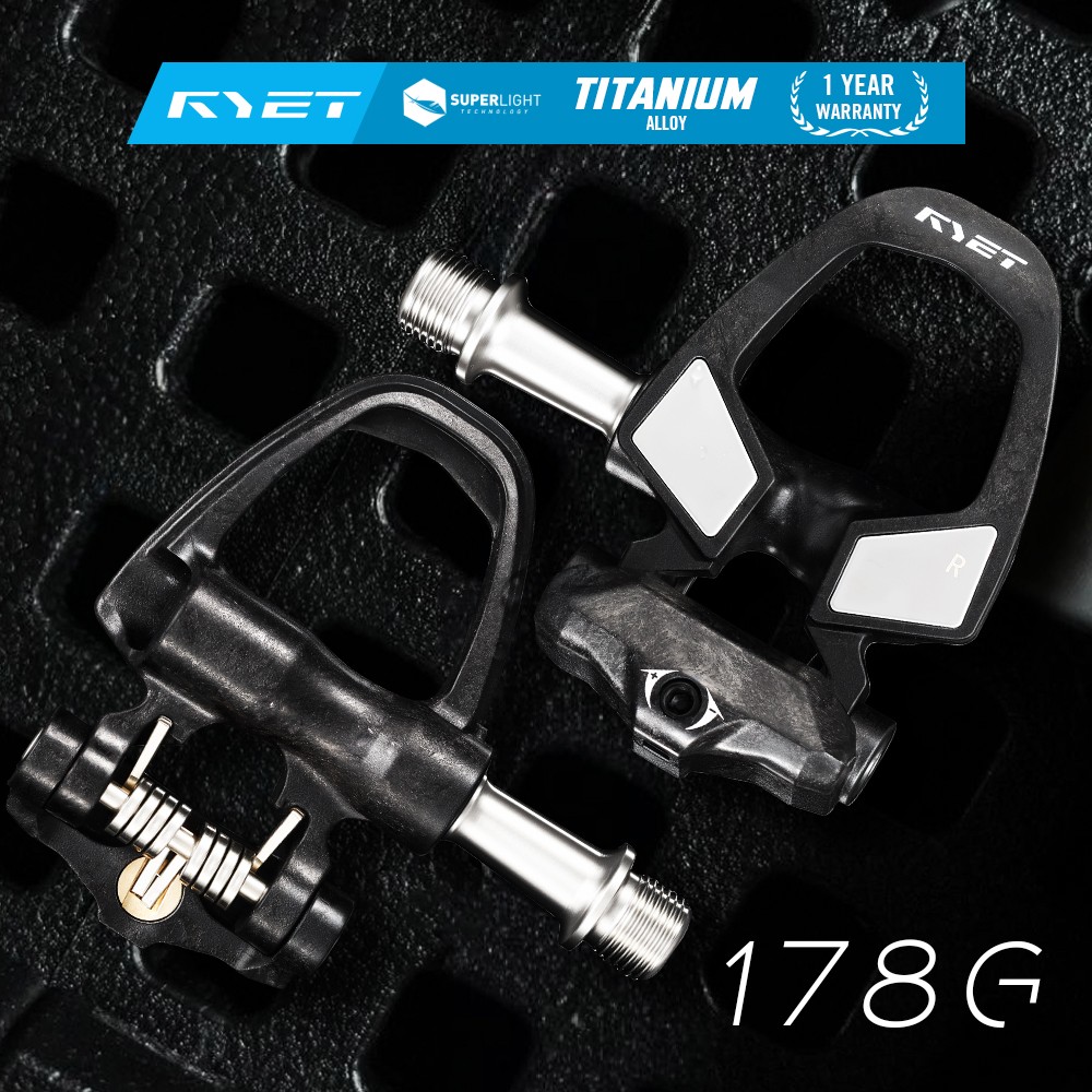 RYET Ultralight Carbon Pedals 178g Titanium Axle DU Bearings Road Bike Cycling