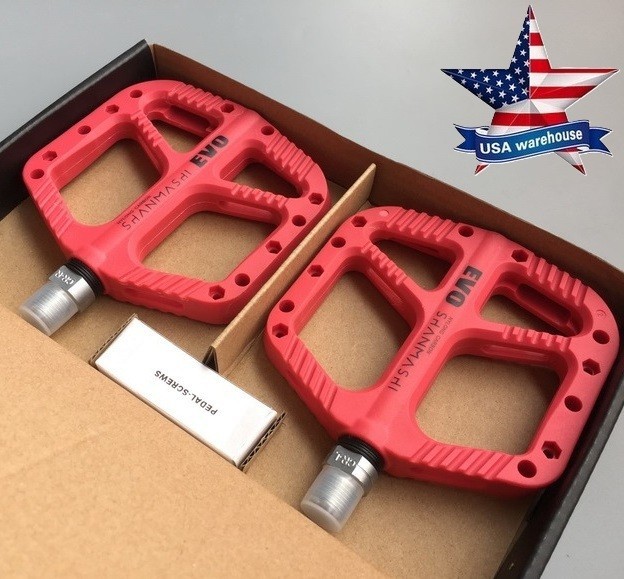 Nylon fiber Road MTB Mountain Bike Bicycle Pedal 3 Bearing Flat Pedals Red