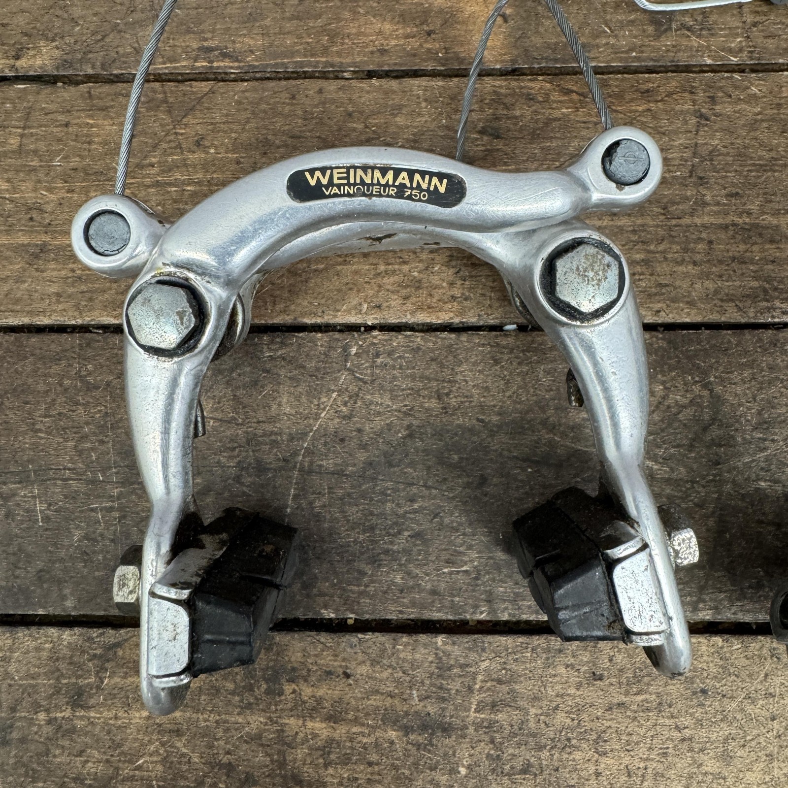 Vintage Weinmann Vainqueur 750 610 Silver Center Pull Caliper Brakes Black Logo