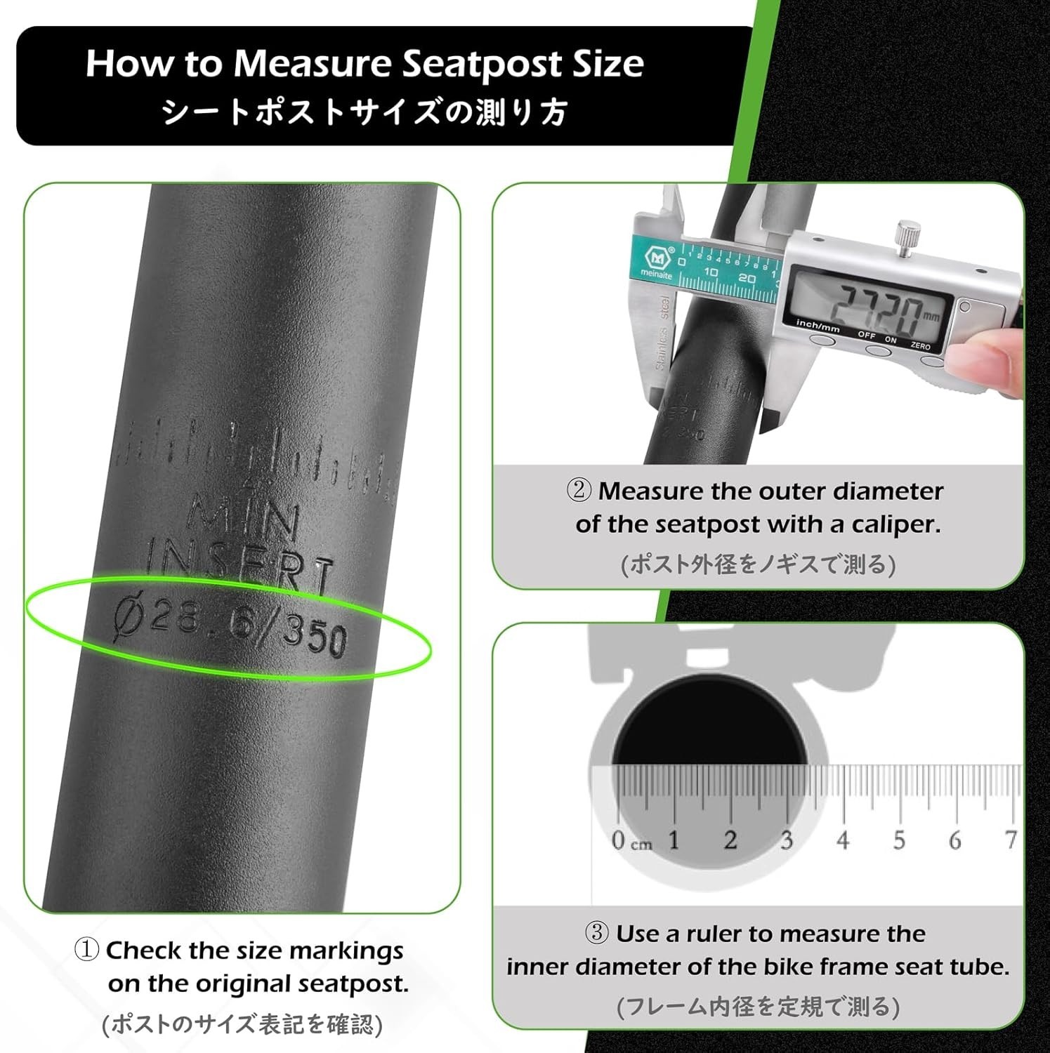 Bike Seat Post 25.4mm 27.2mm 28.6mm 30.4mm 30.8mm 31.6mm Aluminum 350mm Lengt…