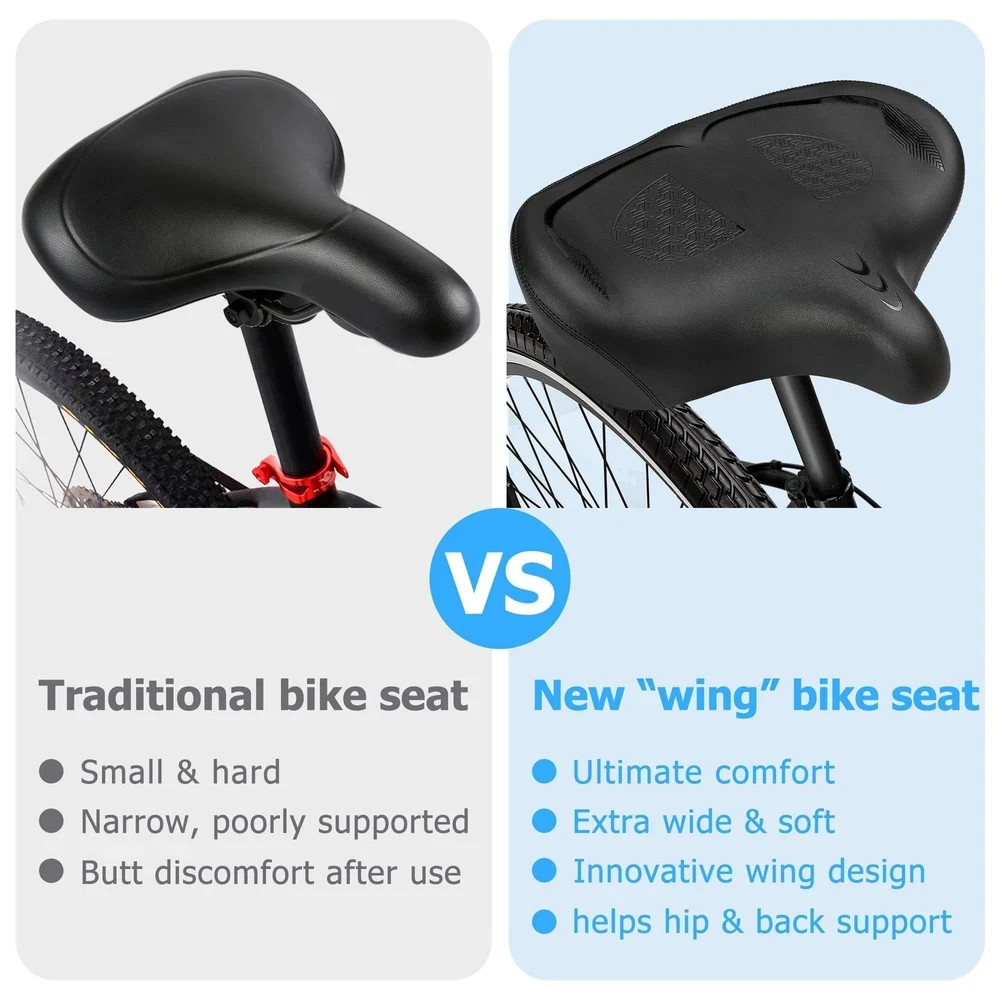 CDYWD Oversized Bike Seat for Men & Women Comfort Extra Wide Bicycle Seat