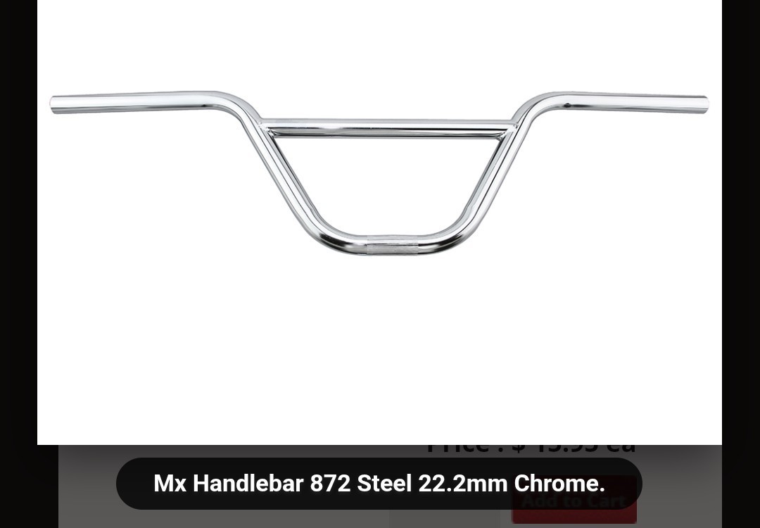 MX FREE STYLE BMX BICYCLE HANDLEBARS OLD SCHOOL STYLE, 22.2 CHROME ,9″ RISE