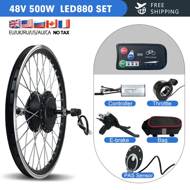 36V 48V 500W E-bike Conversion Kit Brushless Gear Rear Rotate Hub Motor Wheel