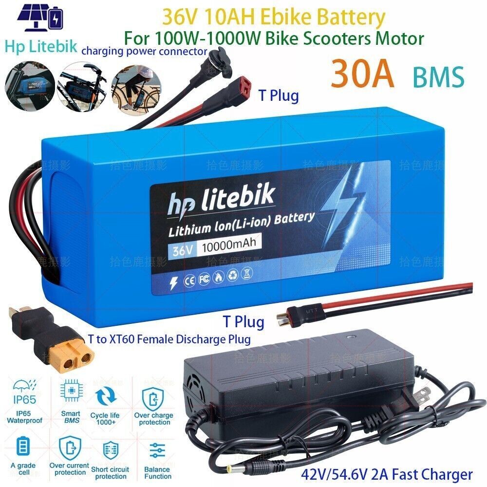 Electric Ebike Scooter Bicycle Motor 36V 10AH Lithium Li-ion Battery w/Charger