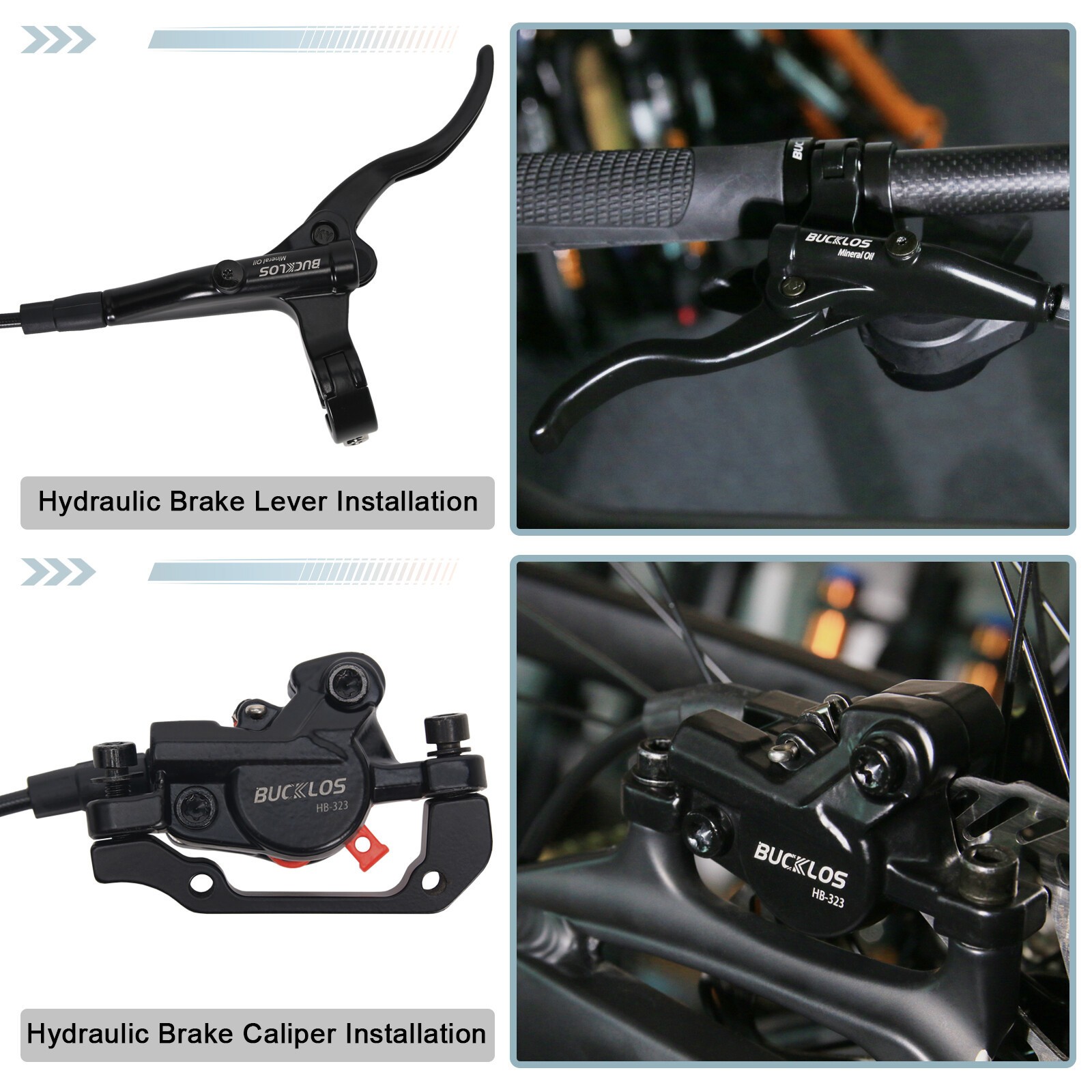 Pair MTB Bicycle Hydraulic Disc Brake 2 piston Front/Rear 160mm Rotor Aluminum