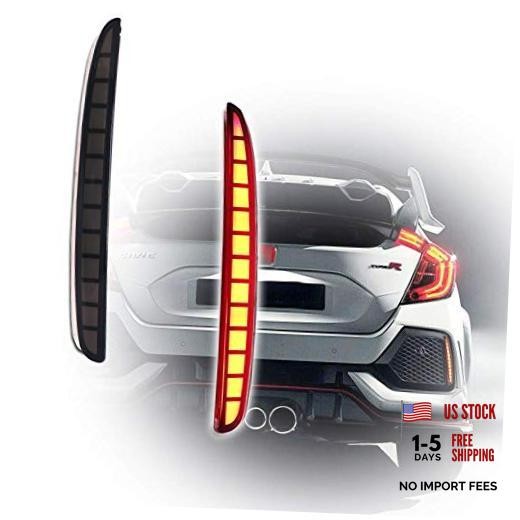 Lens Full LED Bumper Reflector Lights Tail Brake Rear Fog Lamps For 2017 Smoked