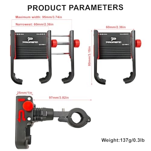Quick Release Bike Phone Mount Holder, Aluminum Alloy Motorcycle Phone Mount,
