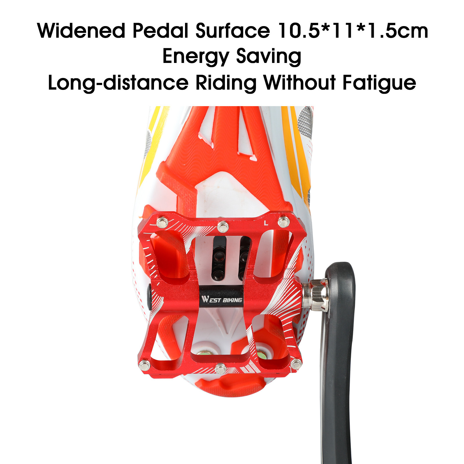 WEST BIKING 2 Sealed Bearings Bicycle Pedals Aluminum Alloy Bike Flat Pedals Red