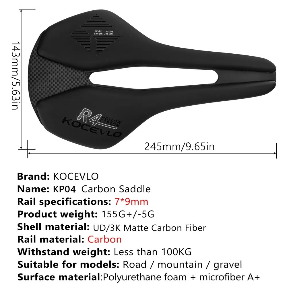 Carbon Fiber Bicycle Saddle Road MTB Bike Seat EV Leather Riding Saddle Cushion