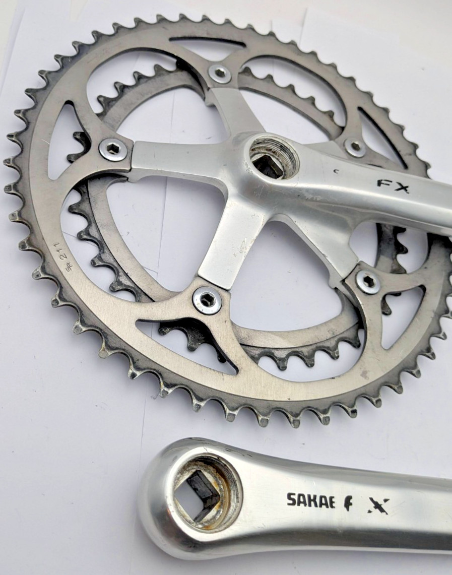 SR SAKAE FX FORGED CRANKSET 170MM 40T 52T SILVER ALUMINUM DOUBLE JAPAN