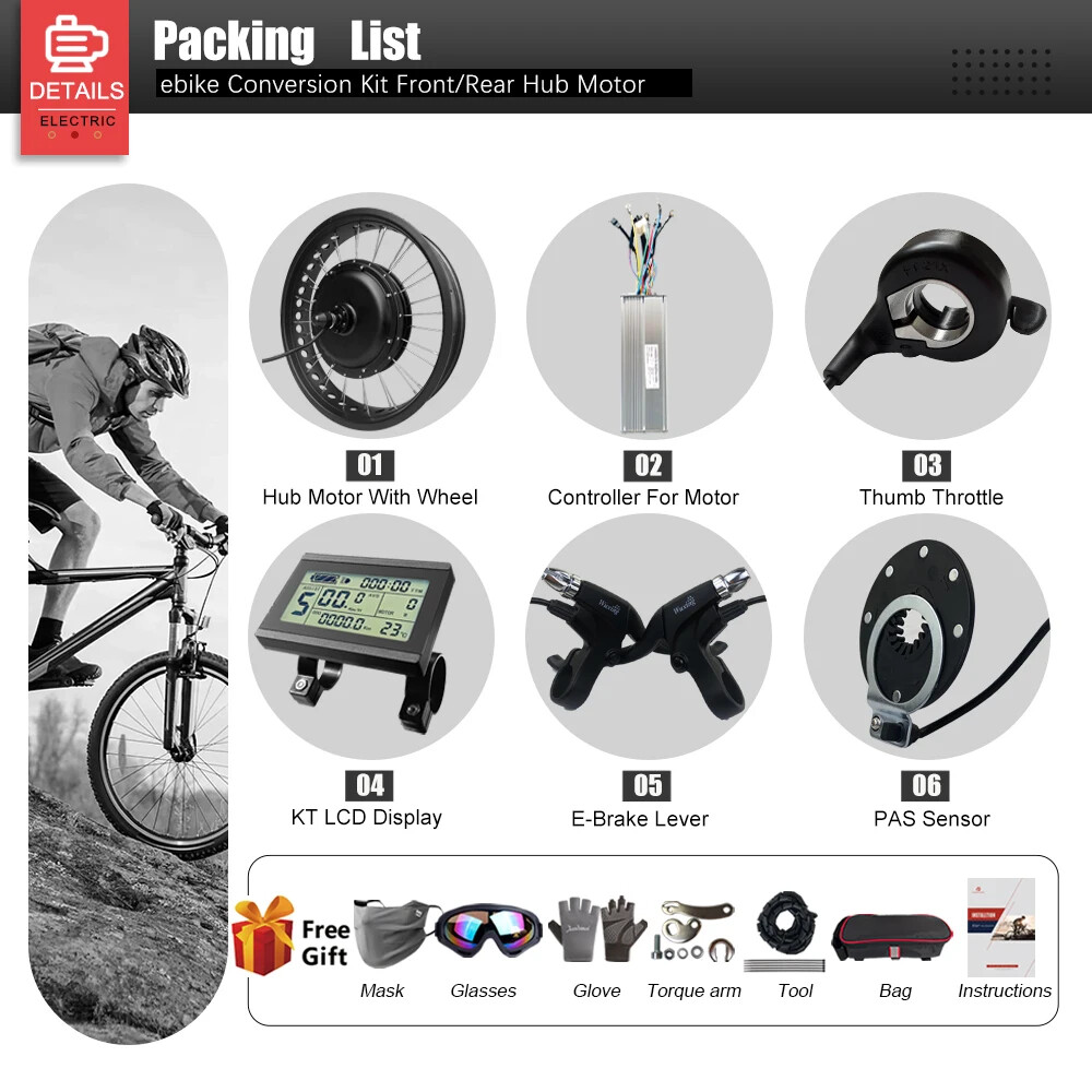 48V 2000W Snow E-bike Conversion Kit 4.0 Tyre Rear Cassette Hub Motor Wheel