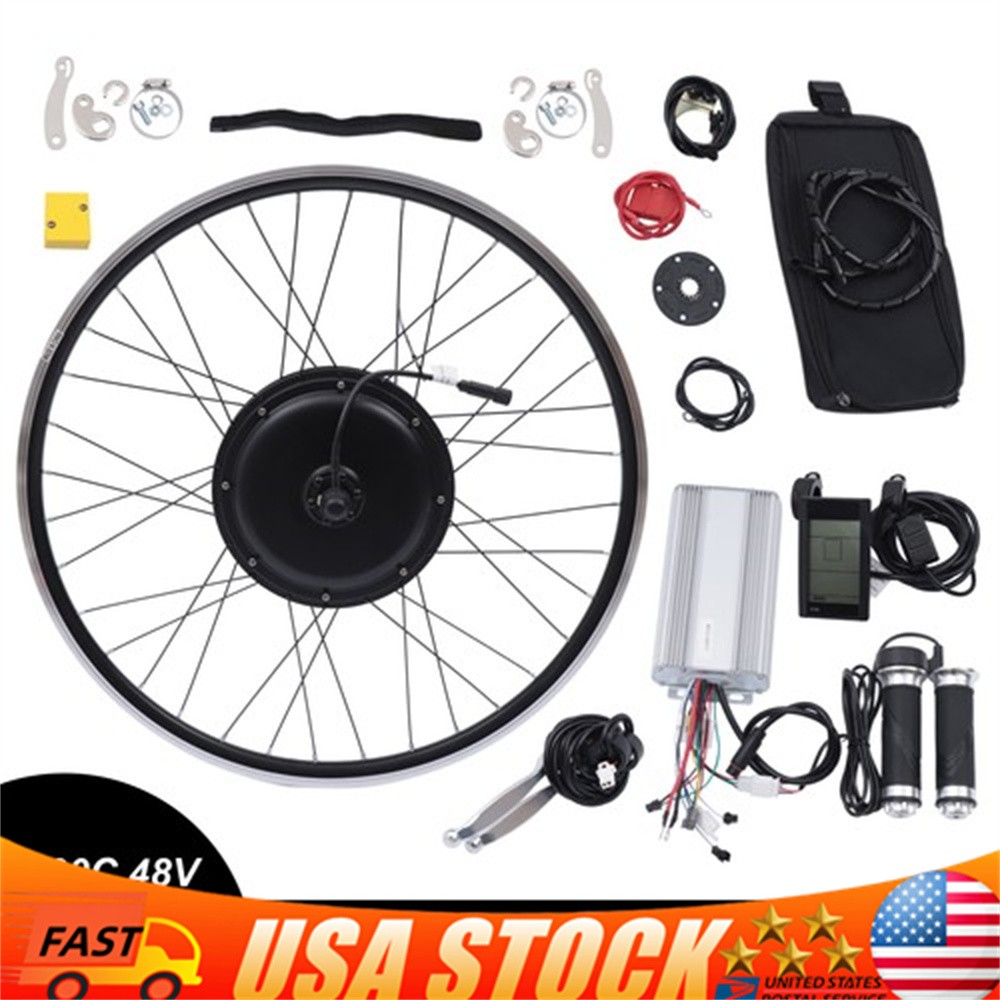 For Electric Bike LCD Display 700C Rear Wheel Hub Motor Conversion Kit 48V 1500W