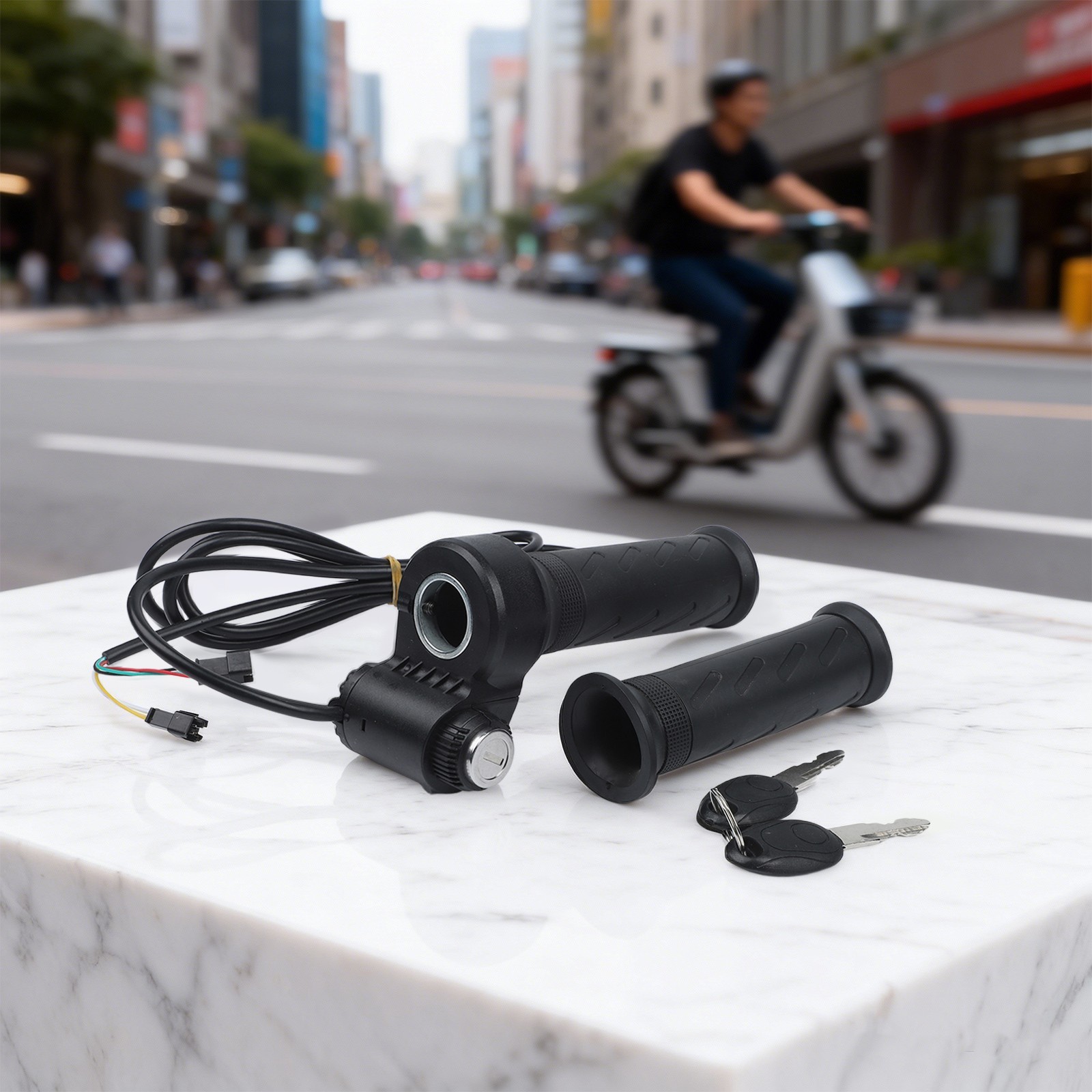 5Pin Throttle Handlebar Pair with for Power Lock for EBike 24V 72V Voltage