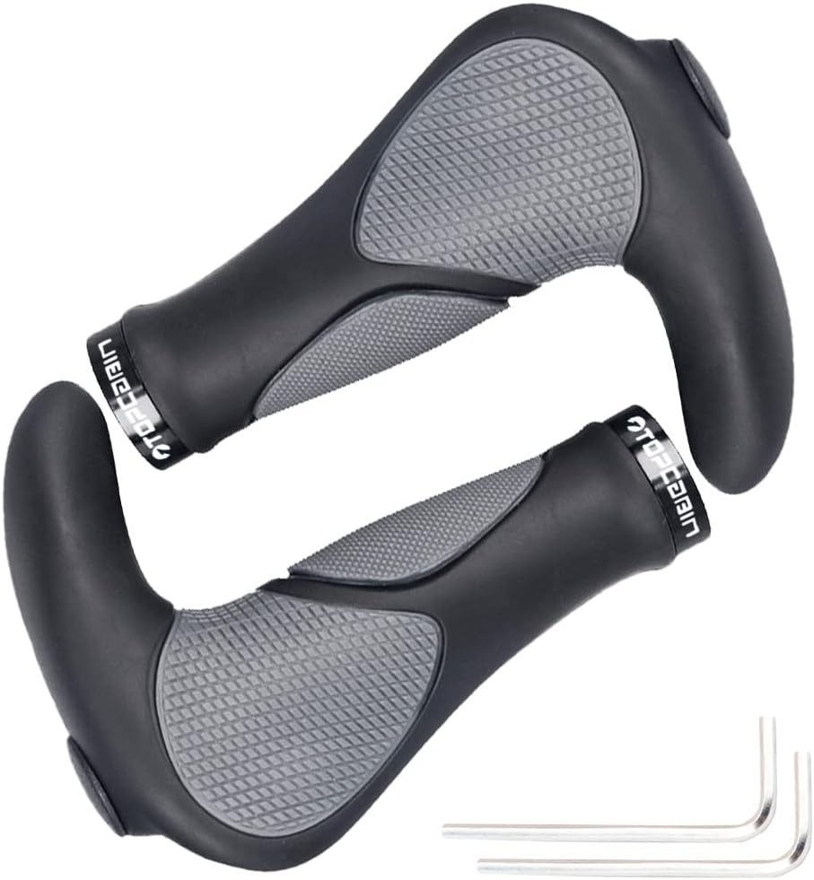 Stylish & Durable Bike Handlebar Grips with Plastic End Caps – Black & Grey