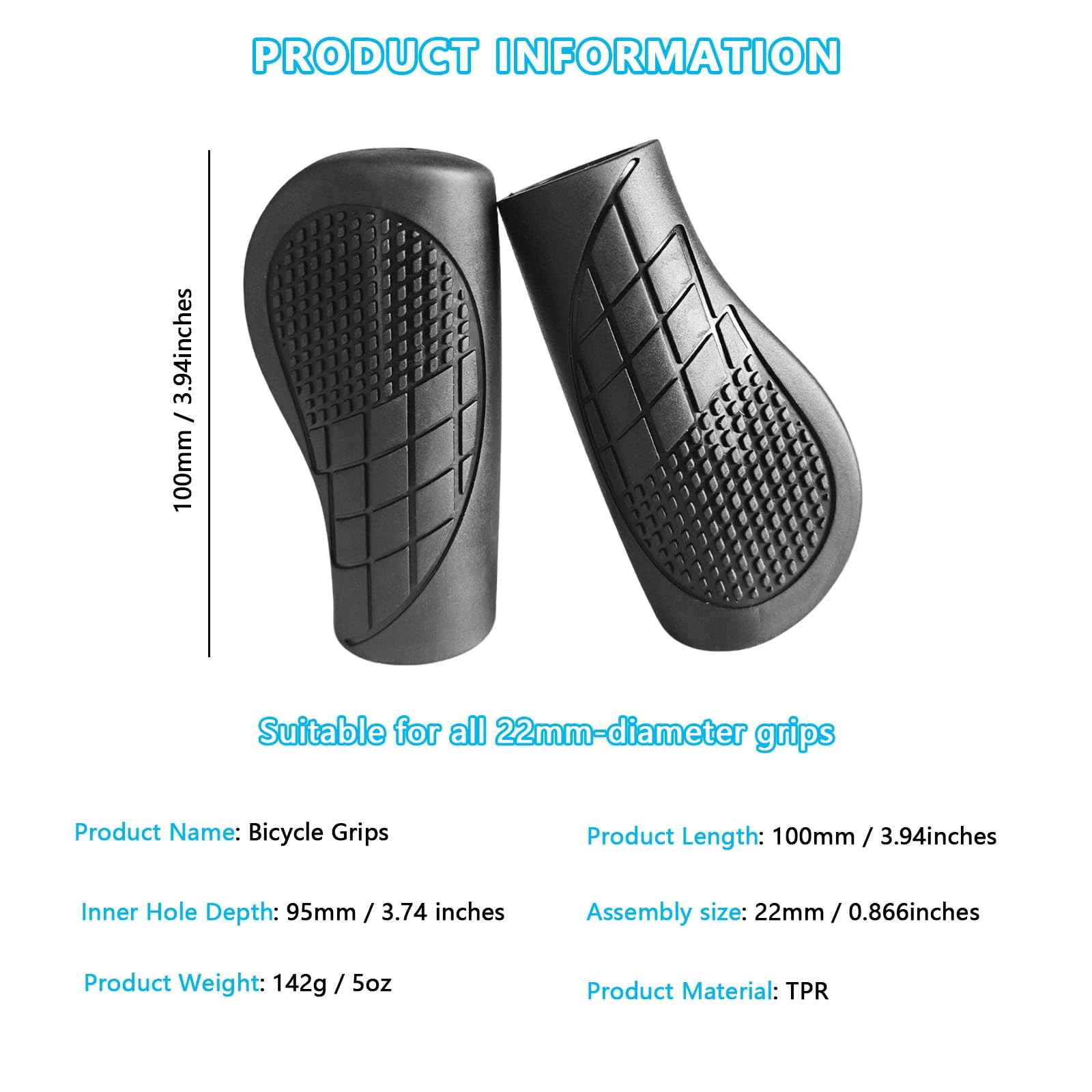 Snmzlc Ergonomic Bike Handlebar Grips,Length 100mm/3.94″,for BMX, Mountain, M…