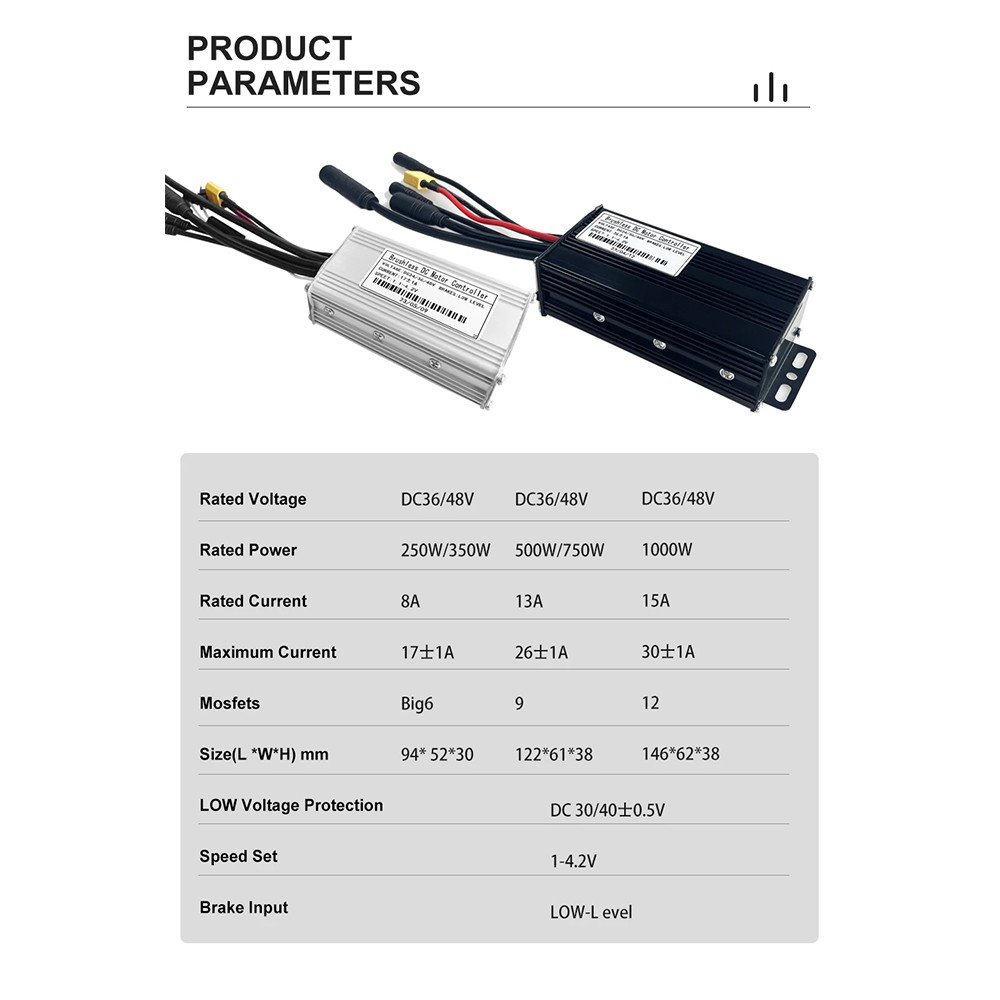 E-bike Electric Bicycle Controller 12V/24V/36V/48V/60V/72V 17A/26A/30A 250-1000W