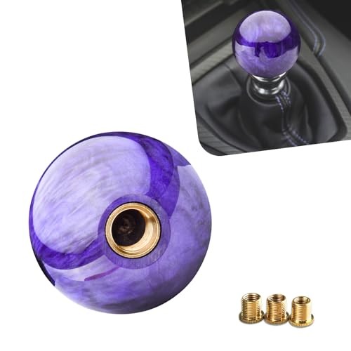 Car Gear Shift Knob, 2.13″ Round Shifter Ball Head with 3 Size 1 PC Purple