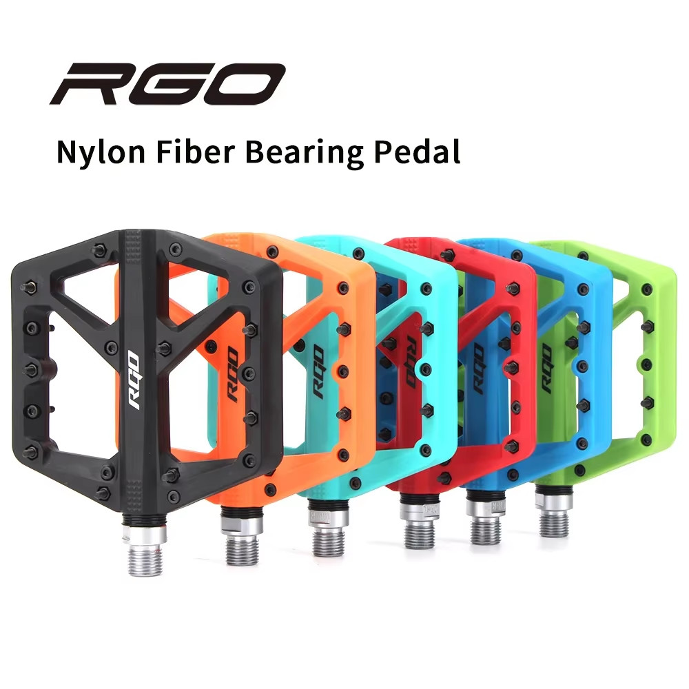 Mountain Bike Pedals 9/16 MTB Nylon Composite Flat Platform Sealed Bearing Grip