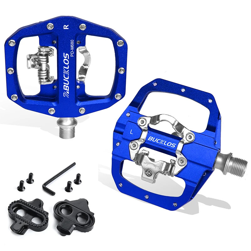 BUCKLOS Dual Function MTB Bike Pedals SPD Compatible Clip-In + Platform 9/16″