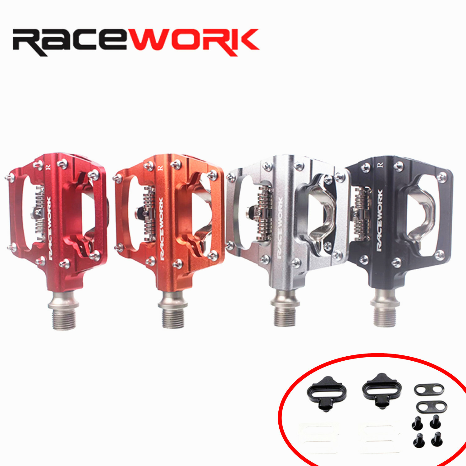 Racework Mtb Bike Pedals Self-Locking Spd Cleats Bearing Bicycle Clipless Pedals