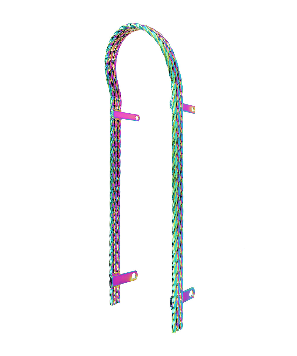 18″ LONG LOWRIDER BICYCLE TRIPLE SQUARE TWISTED SISSY BAR IN (OIL SLICK) NEON