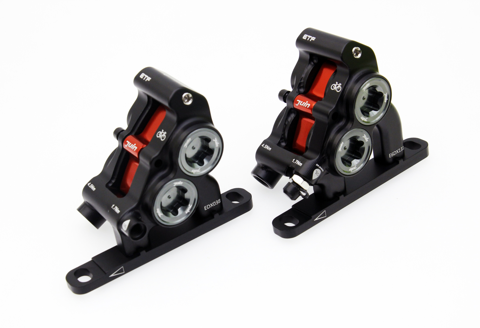 Stealth Black Juin Tech ETF 4 Piston Flat Mount Brakes 140/140mm Road Climb