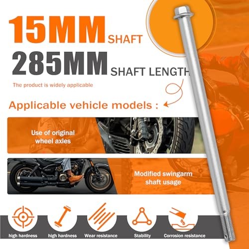 15mm*285mm Mini Bike Rear Axle Kit (0.59″x11.22″) with 6202RS Bearings & 285MM