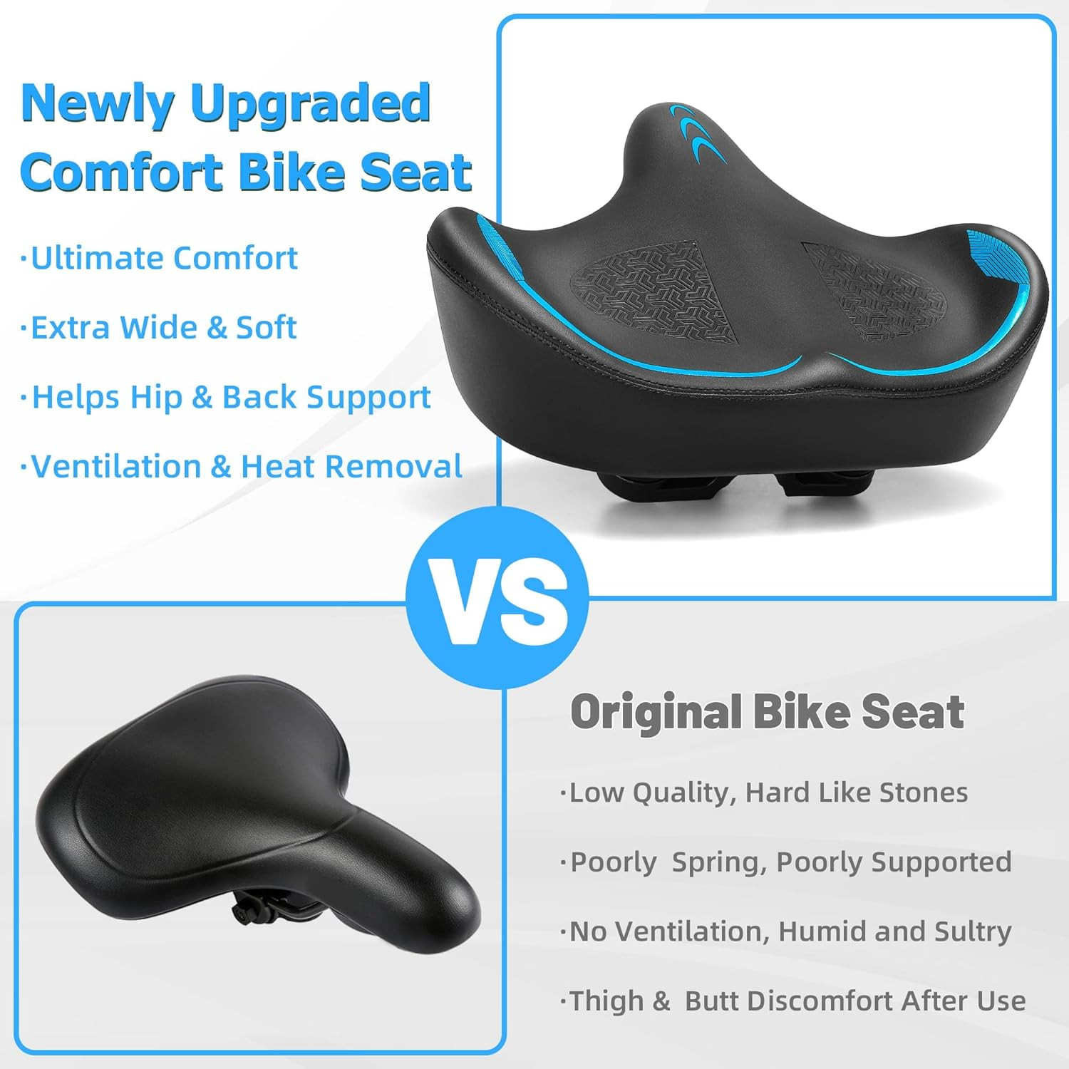 CDYWD Oversized Bike Seat for Men & Women Comfort, Extra Wide Bicycle Seat Cushi