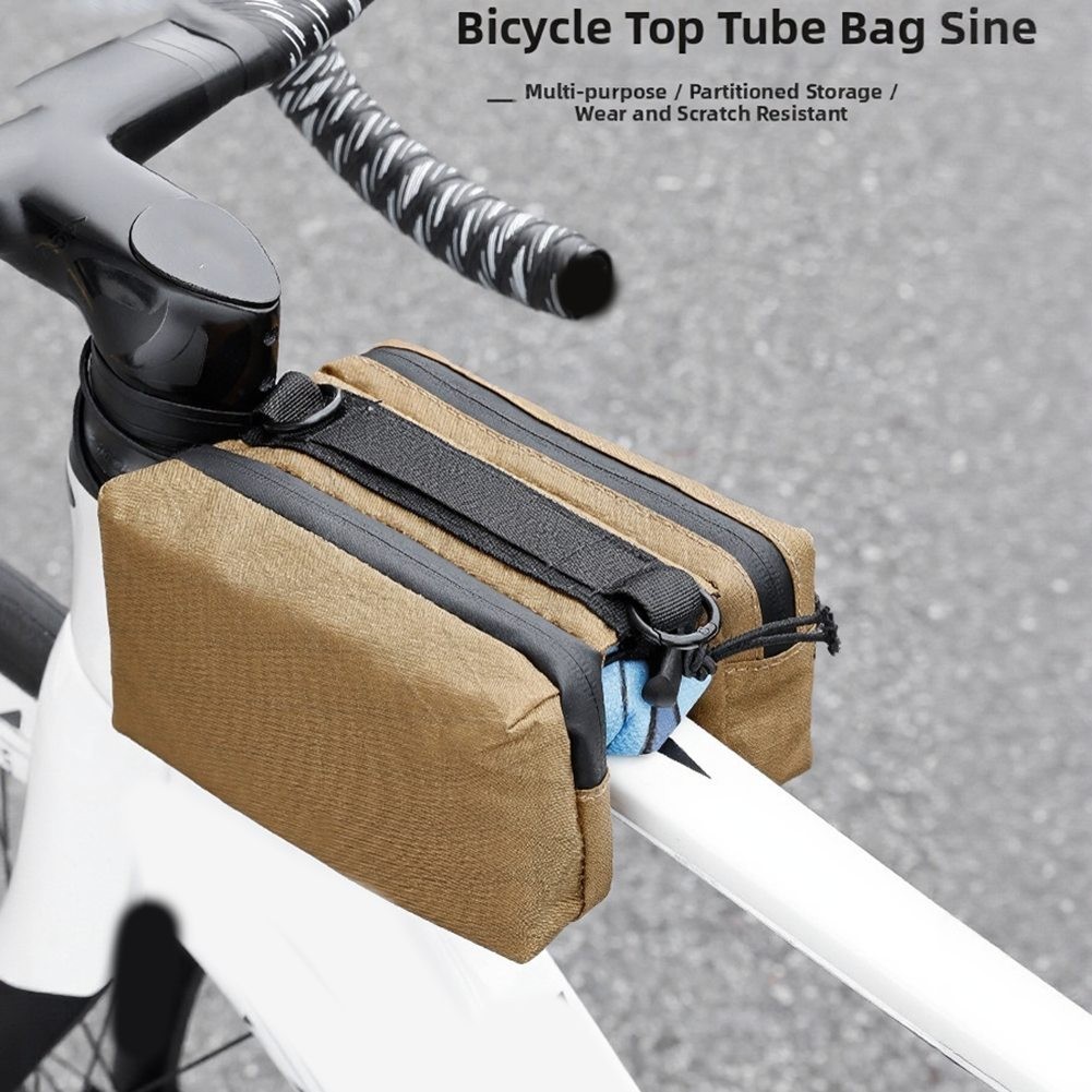 Compact Frame Mounted Bike Bag for Road MTB Use 16.1x12x9.5cm Polyester Brown