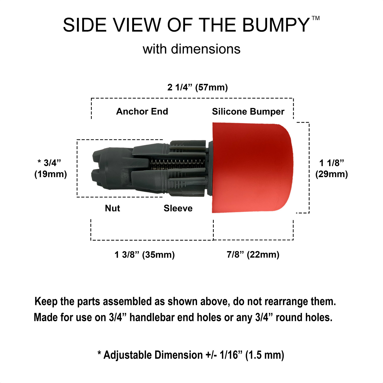 BUMPY END PLUG Bike Handlebar Soft Safe Secure Best Fit Grip Cap Red Pair
