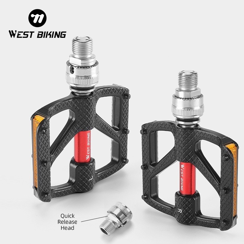 WEST BIKING Quick Release 3 Bearings Reflective Folding Bike Pedals a Pair