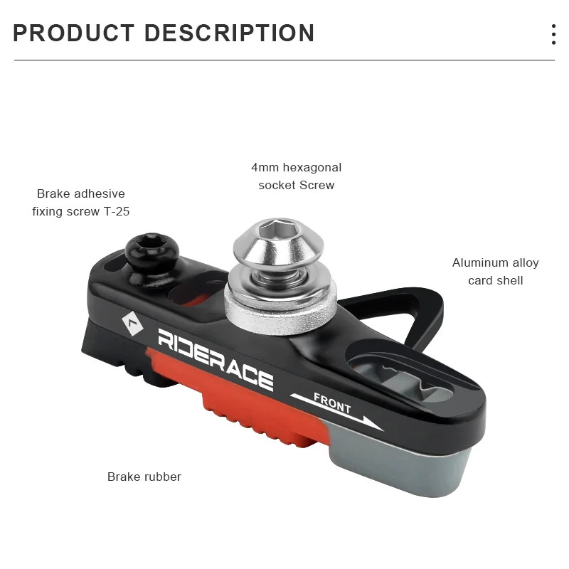 Road Bike Brake Pads for Rim C Brake CNC Aluminum Alloy Replaceable Rubber Pads