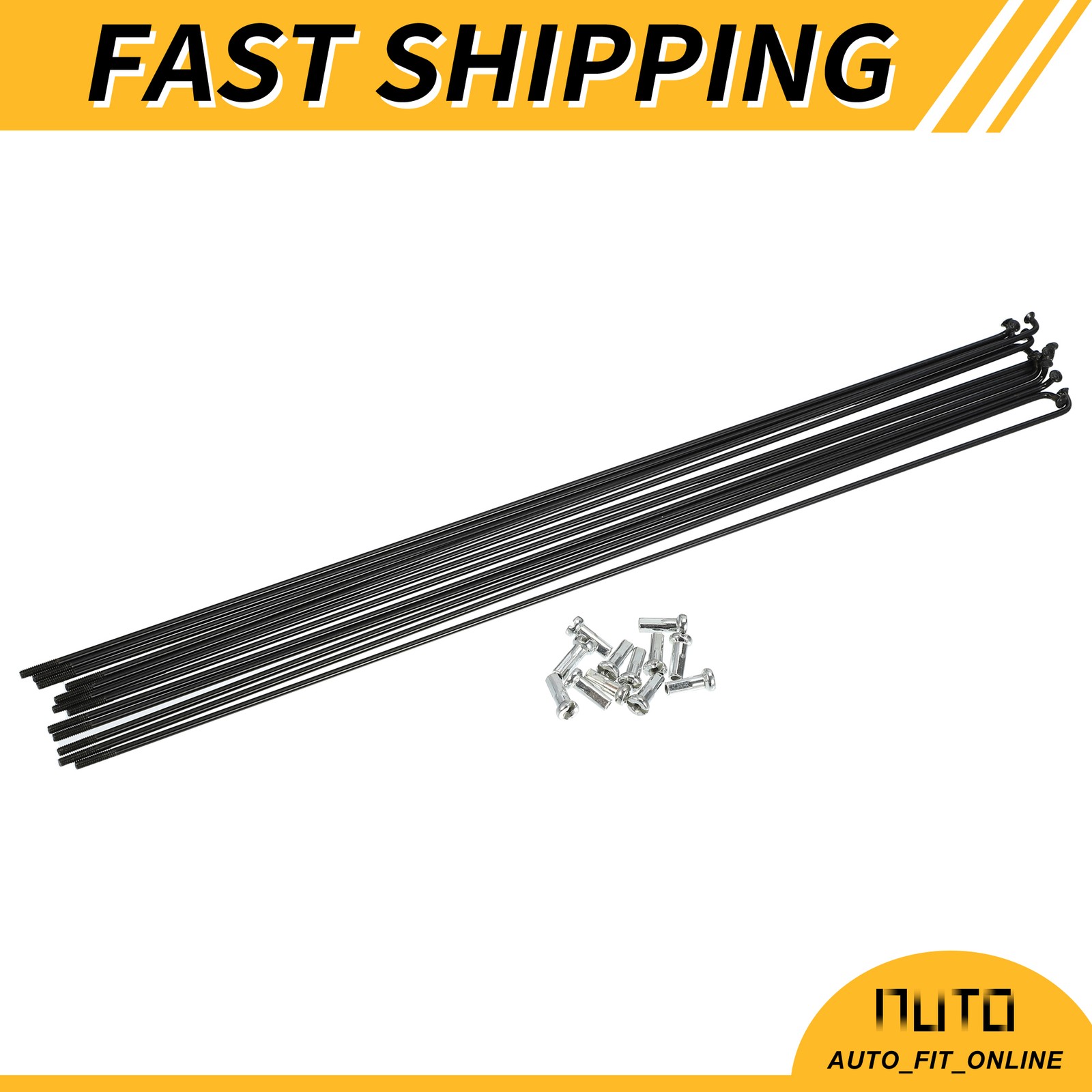 12pcs 14G J Bend 282mm x 2mm Bike Bicycle Spokes with Nipples Steel Black