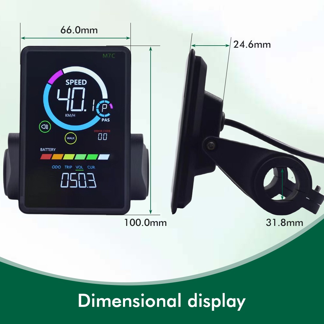 Compact Waterproof M7C-2 Ebike Display with UART 2 Backlit Electric Bike LCD