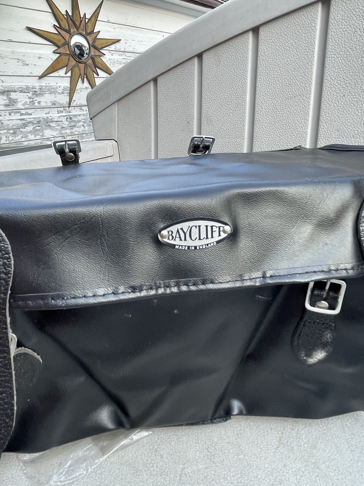 Pair Of New Old Stock Baycliff England Made Rare Black Vinyl Bicycle Saddle Bag
