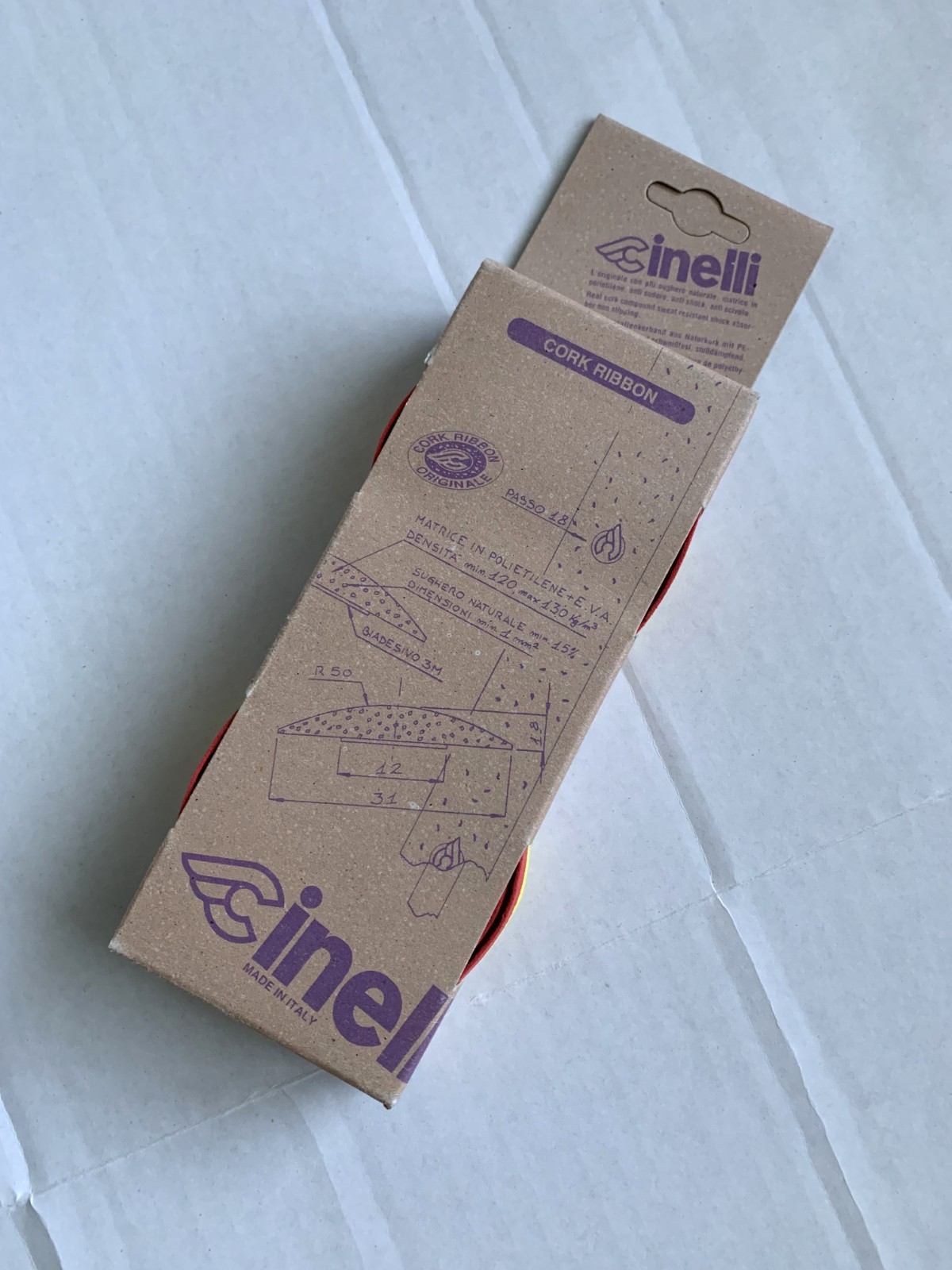 Cinelli Cork Ribbon Bar Tape – Yellow Red Blue Stripe