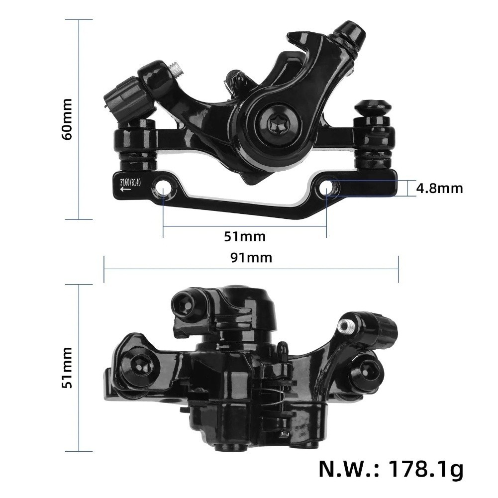 Front 160mm Disc Brake Caliper Aluminum Alloy Cable Compatible with pull for Bik