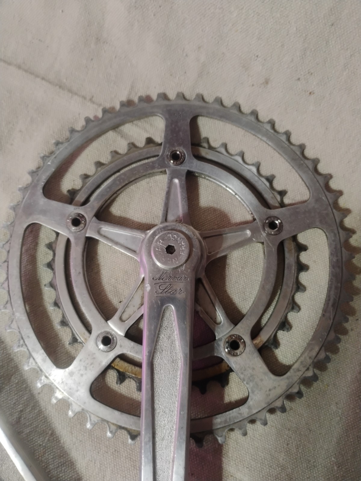 Vintage Nervar Star Crankset 53/40T 175MM Arm Length 9/16″ Pedal Made In France
