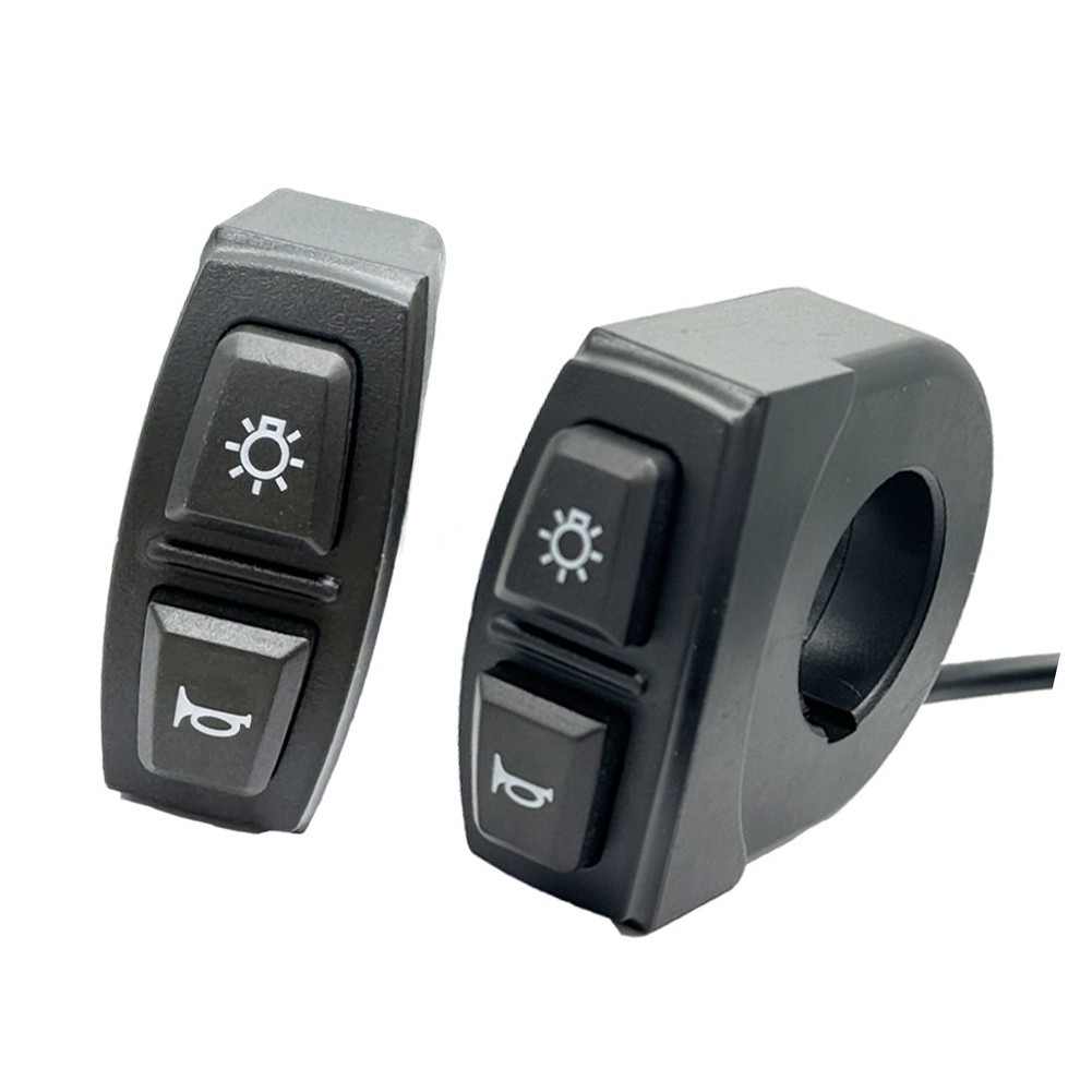 Electric Bike Switch Button 2in1 for Headlight and Speaker 3pin Black ABS