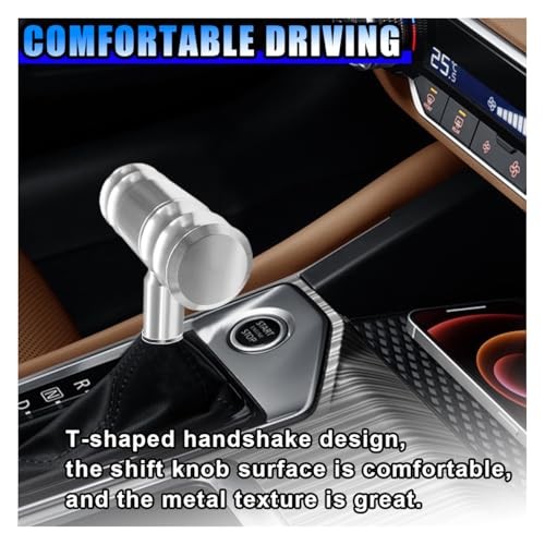 BDZMC Car Gear Shift Head, Car Modification Aircraft Joystick Shift Silver