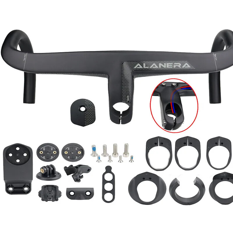 Road Bicycle Handlebars Integrated Carbon Fiber Handlebars 28.6mm with Spacers