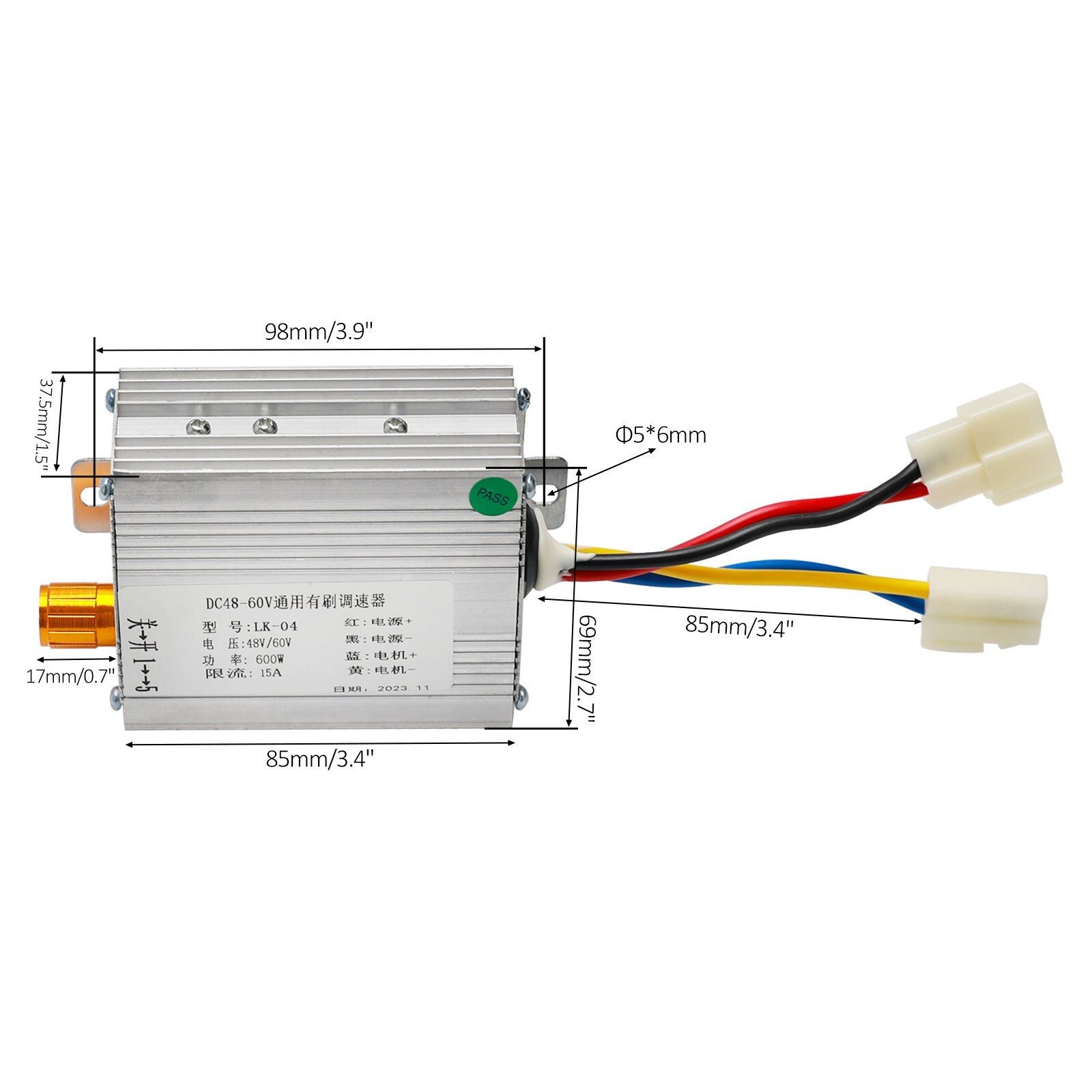 DC 48V/60V 600W 15A Brush Speed Controller For DIY Mechanical Modification Drive