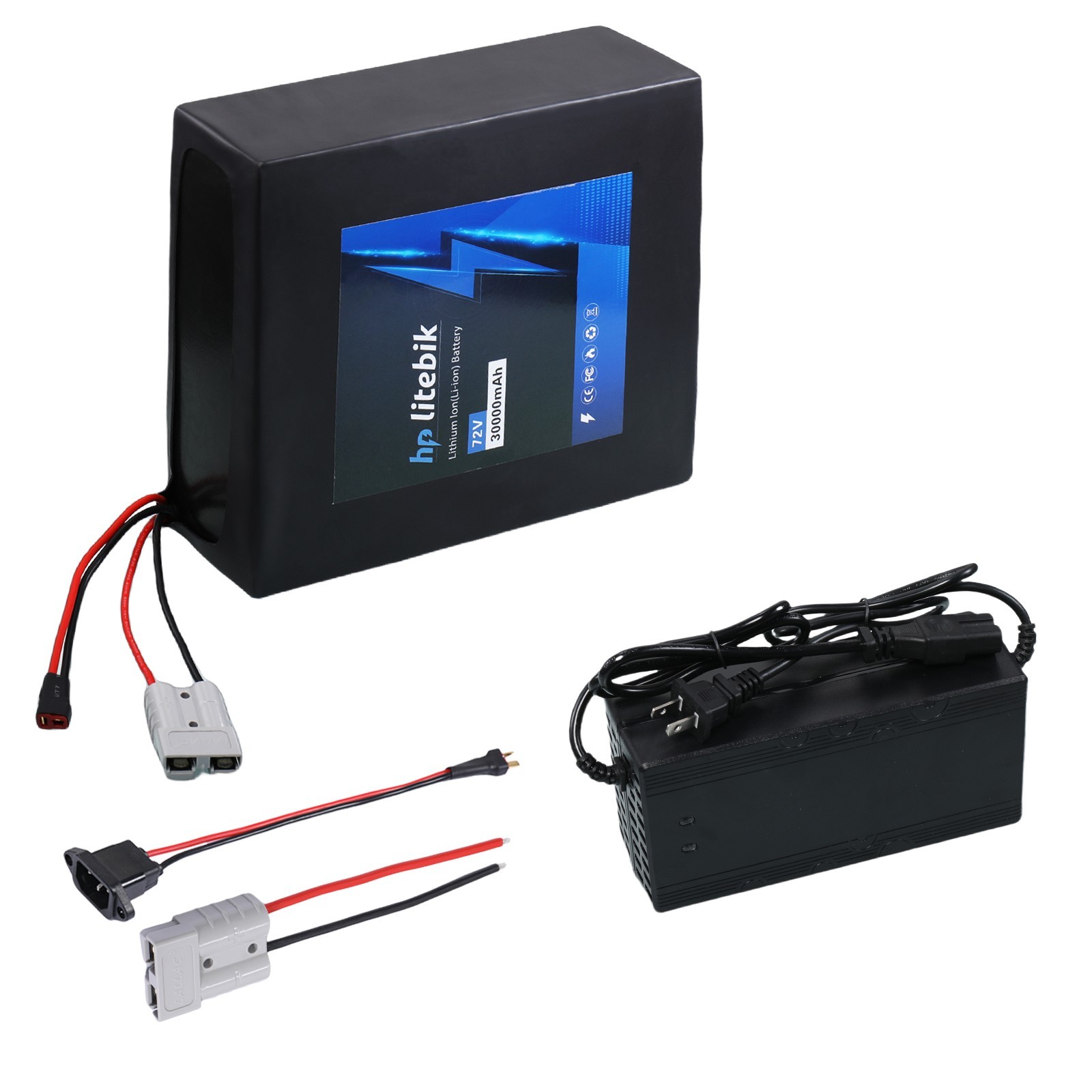 Ebike Lithium Battery 72V 30AH BMS for Electric Bike 3600W Motors Anderson plug